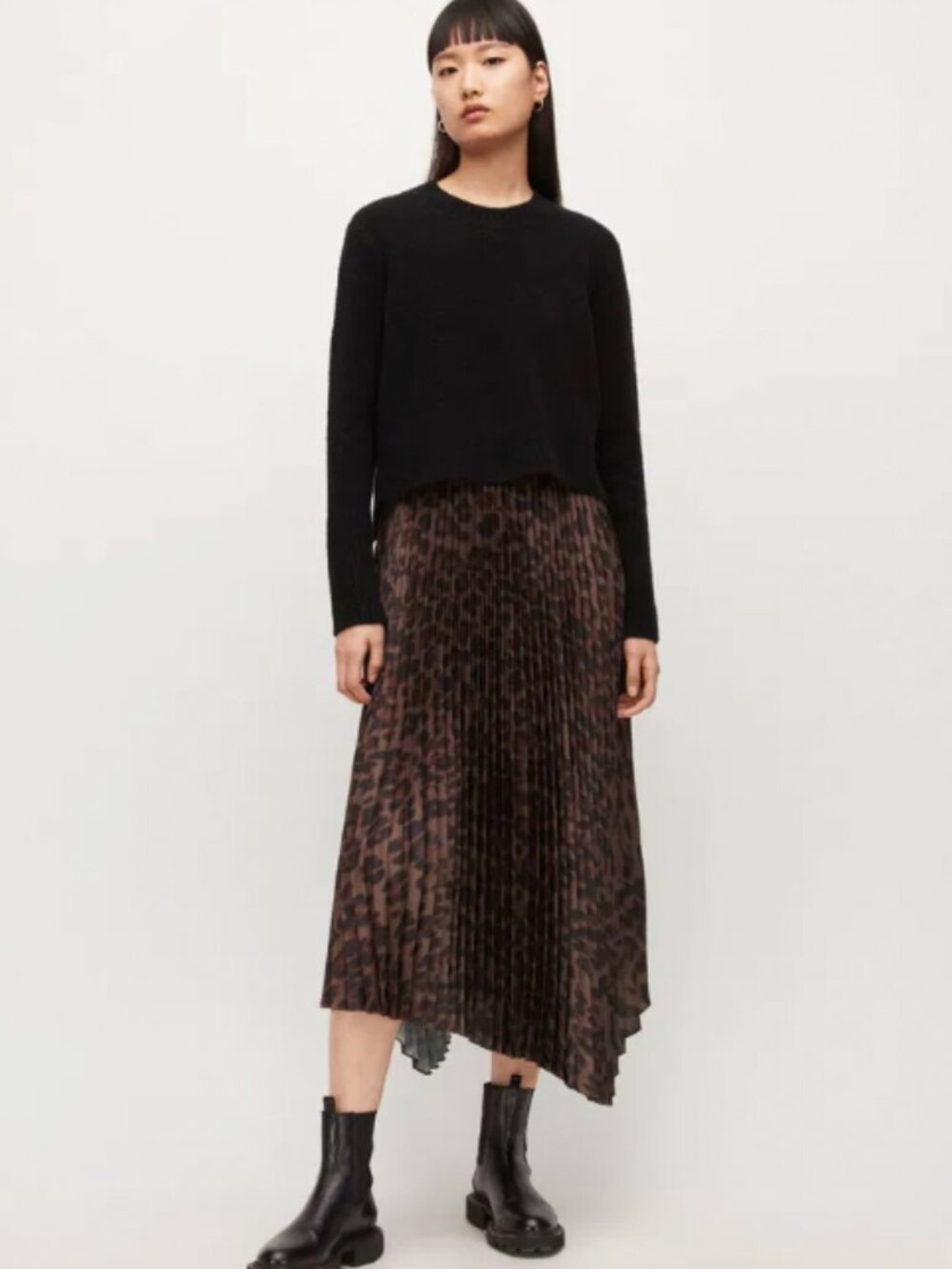 All Saints Leoni Leo Cropped Sweater Size Medium Black